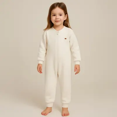 Moi Noi Fermuarlı Uzun Kollu Kışlık Uyku Tulum Waffle Ekru 2,5 Tog - 13