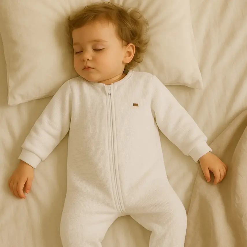 Moi Noi Fermuarlı Uzun Kollu Kışlık Uyku Tulum Waffle Ekru 2,5 Tog - 15