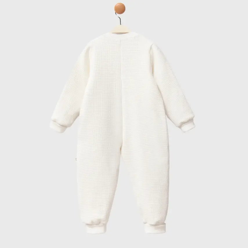 Moi Noi Fermuarlı Uzun Kollu Kışlık Uyku Tulum Waffle Ekru 2,5 Tog - 6