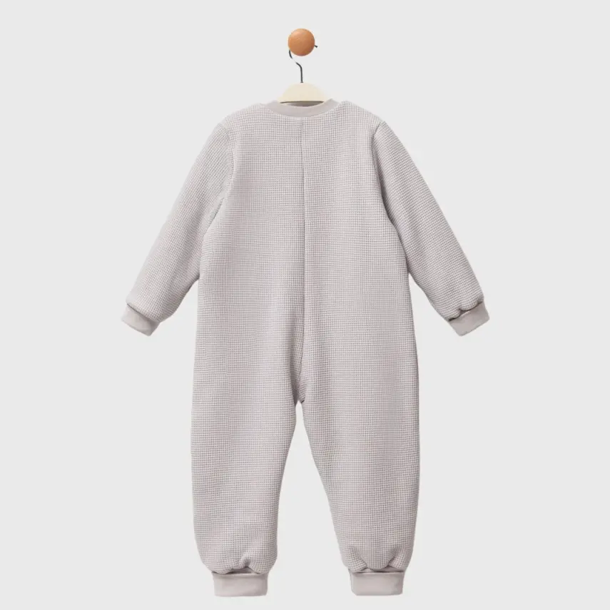 Moi Noi Fermuarlı Uzun Kollu Kışlık Uyku Tulum Waffle Gri 2,5 Tog - 2