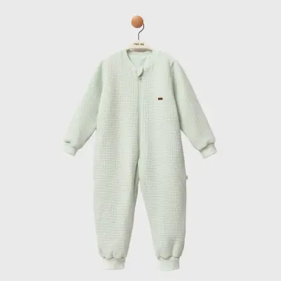 Moi Noi Fermuarlı Uzun Kollu Kışlık Uyku Tulum Waffle Mint 2,5 Tog - 4