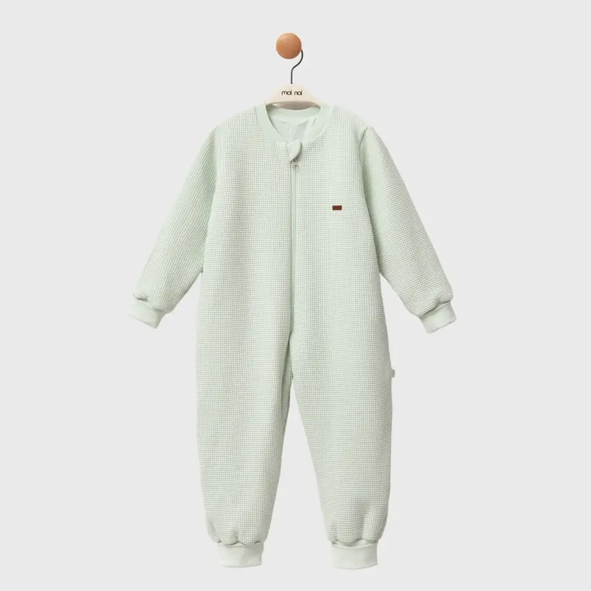 Moi Noi Fermuarlı Uzun Kollu Kışlık Uyku Tulum Waffle Mint 2,5 Tog - 4