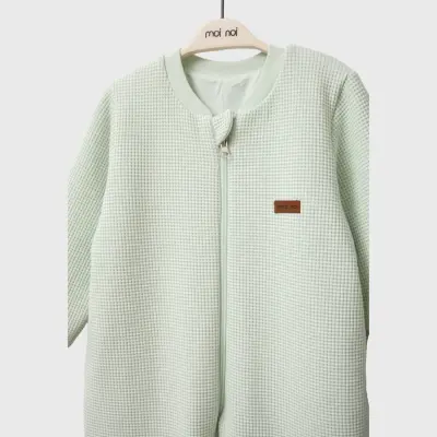 Moi Noi Fermuarlı Uzun Kollu Kışlık Uyku Tulum Waffle Mint 2,5 Tog - 6