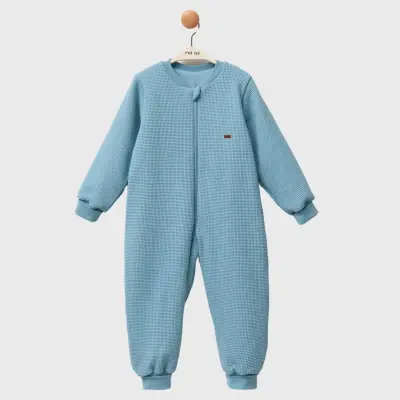 Moi Noi Fermuarlı Uzun Kollu Kışlık Uyku Tulum Waffle Petrol 2,5 Tog - 4