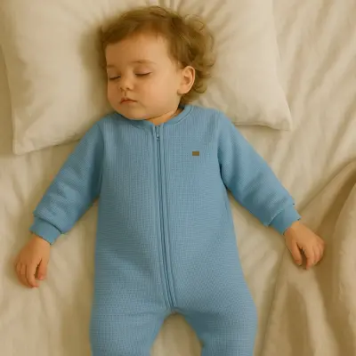 Moi Noi Fermuarlı Uzun Kollu Kışlık Uyku Tulum Waffle Petrol 2,5 Tog - 7