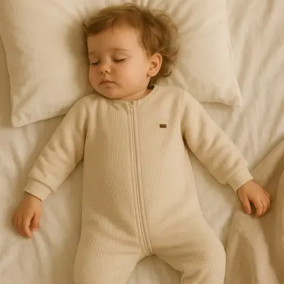 Moi Noi Fermuarlı Uzun Kollu Kışlık Uyku Tulum Waffle Sarı 2,5 Tog - 10