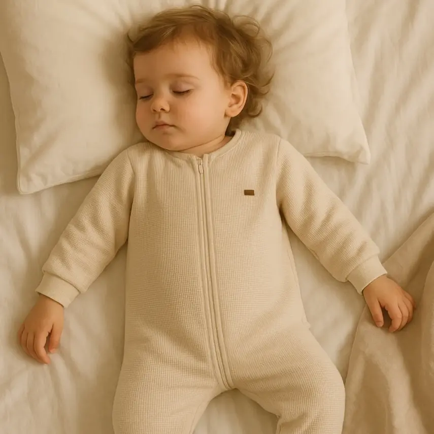 Moi Noi Fermuarlı Uzun Kollu Kışlık Uyku Tulum Waffle Sarı 2,5 Tog - 13