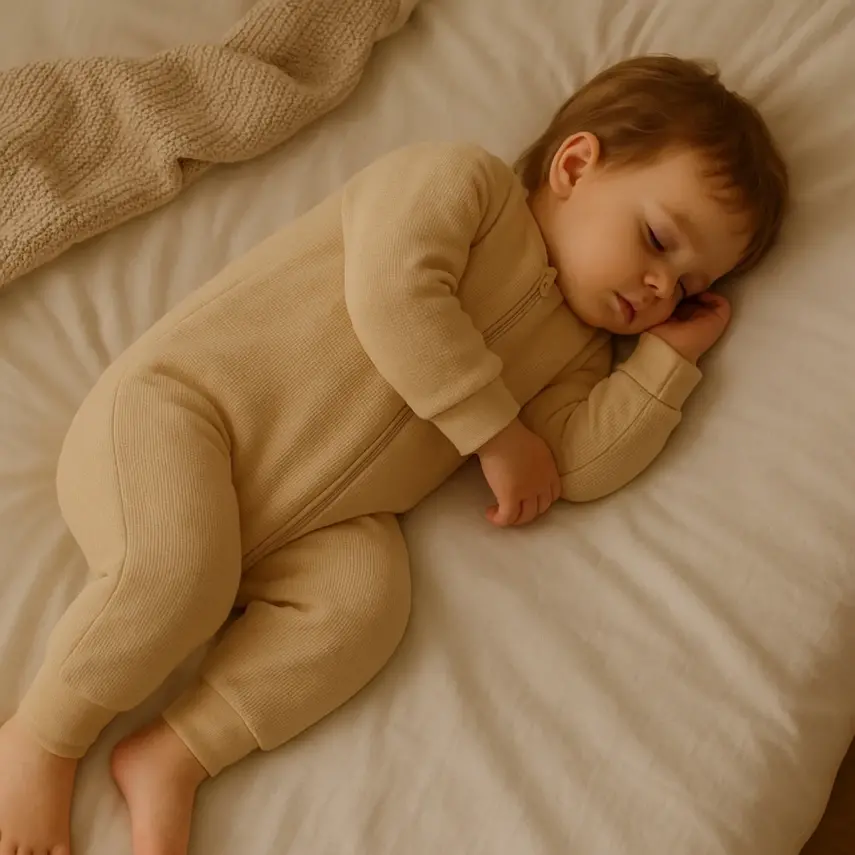 Moi Noi Fermuarlı Uzun Kollu Kışlık Uyku Tulum Waffle Sarı 2,5 Tog - 14