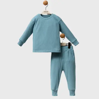 Moi Noi Fitilli Pijama Takımı Unisex Petrol