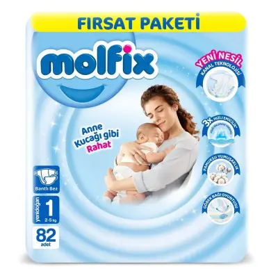 Molfix Bebek Bezi 1 Beden Yenidoğan 2-5 Kg 82li Fırsat Paketi - 2