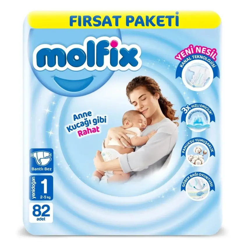 Molfix Bebek Bezi 1 Beden Yenidoğan 2-5 Kg 82li Fırsat Paketi - 1
