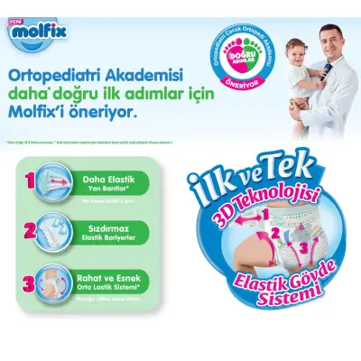 Molfix Bebek Bezi 3D 6 Beden Extra Large 15+ Kg Ultra Fırsat Paketi 186lı (1)
