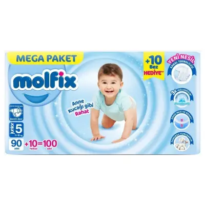Molfix Bebek Bezi 5 Beden Junior 11-18 Kg 100lü Mega Paket (1)