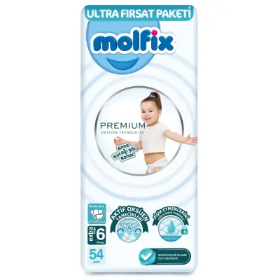Molfix Premium Bebek Bezi 6 Beden XLarge 54lü Ultra Fırsat Paketi 