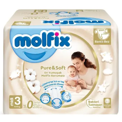 Molfix Pure&Soft Bebek Bezi 3 Beden Midi 98Li Ultra Avantaj Paketi