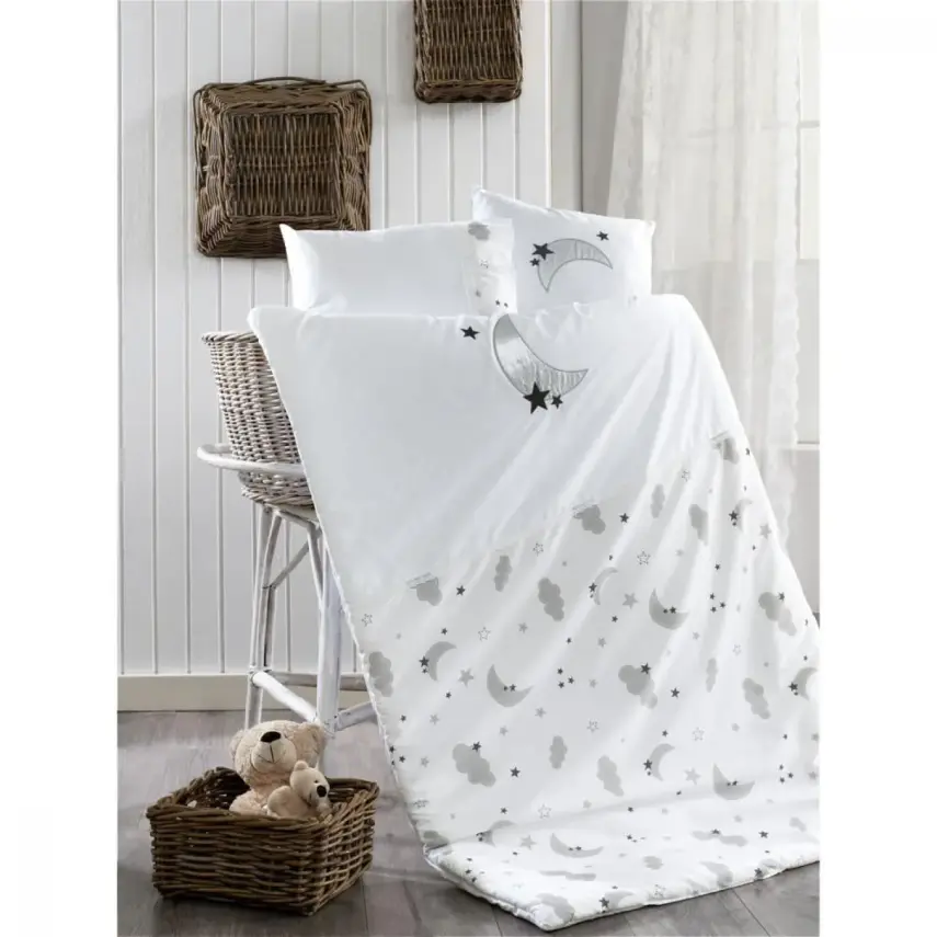 Momishop Bebek Nevresim Takımı Moon Gri - 1