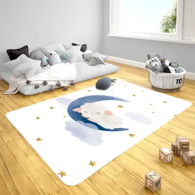 Momys Care Aydaki Rüyalar Kuzu Çocuk Odası Halı 100x160 Cm (1)