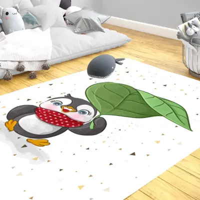 Momys Care Kutup Yıldızı Penguen Çocuk Odası Halı 100x160 Cm (1)