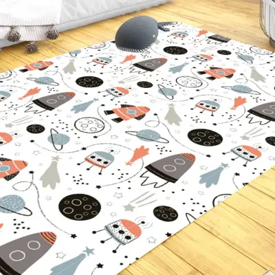 Momys Care Sevimli Hayvanlar Uzayda Çocuk Odası Halı Model 100x160 Cm - 2