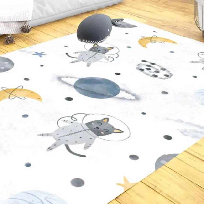 Momys Care Uzay Yolculuğu Sevimli Hayvanlar Çocuk Odası Halı  100X160 Cm - 2