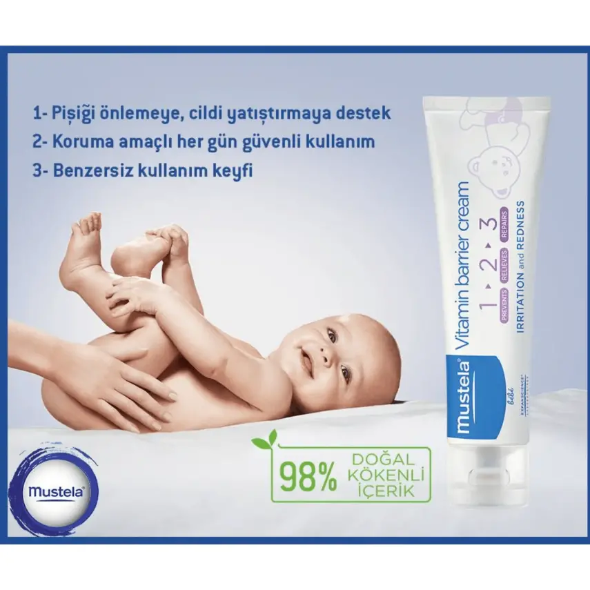 Mustela Vitamin Bariyer 1-2-3 Bebek Pişik Kremi 100 ml x 3 Adet - 8