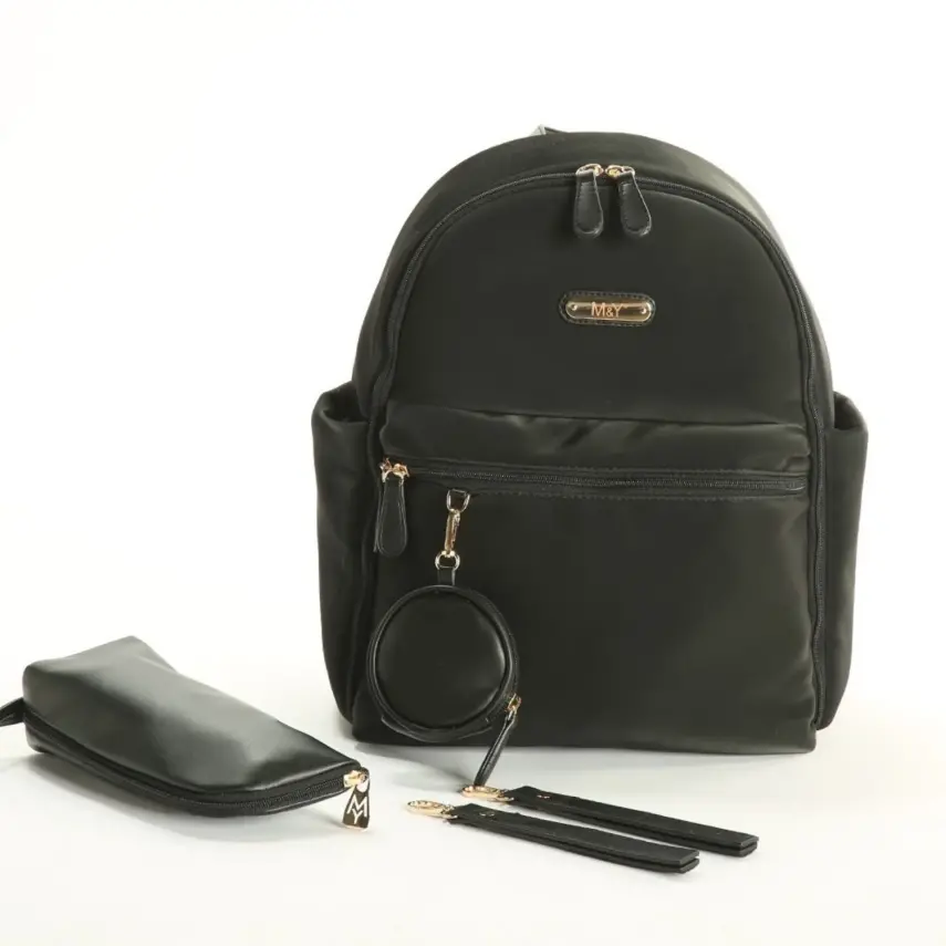 M&Y Collection Diamond Deri Sırt Çantası Siyah - 1