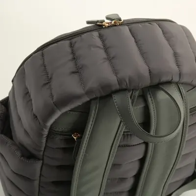 M&Y Collection Puff Deri Bebek Bakım Sırt Çantası Gri / Grey - 6