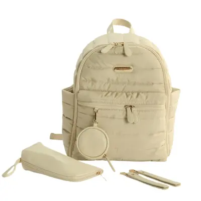 M&Y Collection Puff Deri Bebek Bakım Sırt Çantası Krem / Cream
