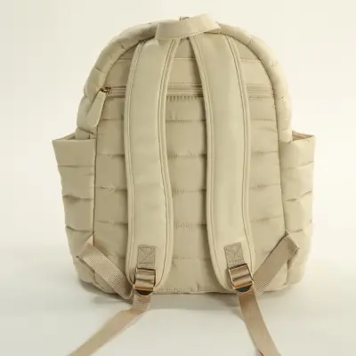 M&Y Collection Puff Deri Bebek Bakım Sırt Çantası Krem / Cream - 2