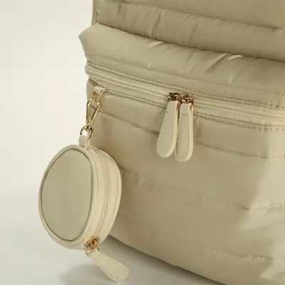 M&Y Collection Puff Deri Bebek Bakım Sırt Çantası Krem / Cream - 4