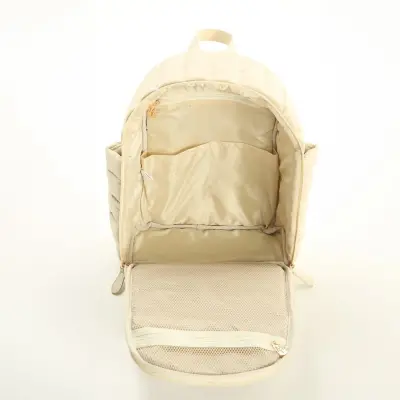 M&Y Collection Puff Deri Bebek Bakım Sırt Çantası Krem / Cream - 5