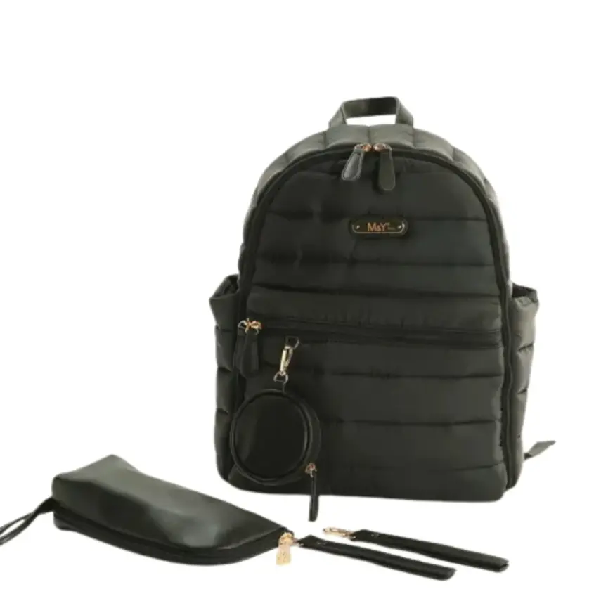 M&Y Collection Puff Deri Bebek Bakım Sırt Çantası Siyah / Black - 1