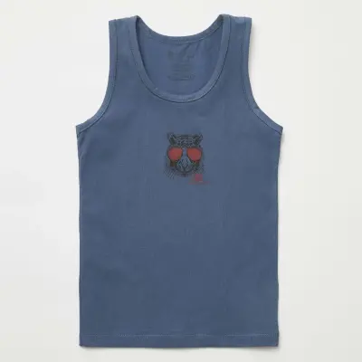 Natuline Organik Erkek Bebek Atleti Likralı Cool Tiger 2li İndigo - Gri Melanj - 4