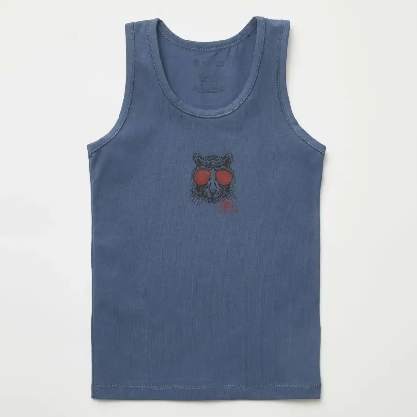 Natuline Organik Erkek Bebek Atleti Likralı Cool Tiger 2li İndigo - Gri Melanj - 17