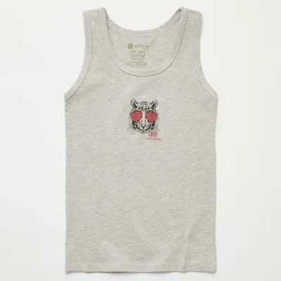 Natuline Organik Erkek Bebek Atleti Likralı Cool Tiger 2li İndigo - Gri Melanj - 23