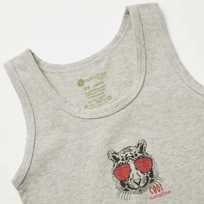 Natuline Organik Erkek Bebek Atleti Likralı Cool Tiger 2li İndigo - Gri Melanj - 14