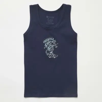 Natuline Organik Erkek Bebek Atleti Likralı Freestyle Robot 2li Çağla Yeşili - Lacivert - 3