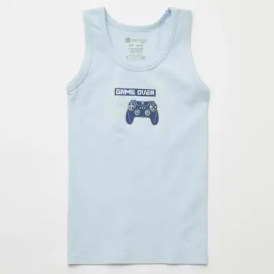 Natuline Organik Erkek Bebek Atleti Likralı Game Over 2li Mavi - Gri Melanj - 6