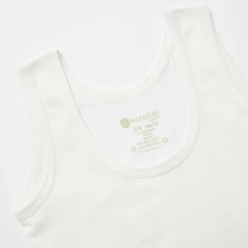 Natuline Organik Erkek Bebek Atleti Penye 2li Beyaz - 14
