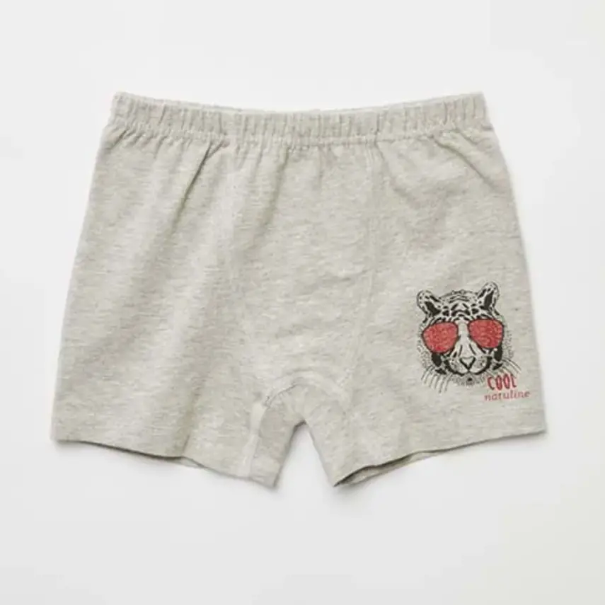 Natuline Organik Erkek Boxer Likralı Cool Tiger 2li İndigo - Gri Melanj - 8