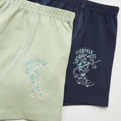 Natuline Organik Erkek Boxer Likralı Freestyle Robot 2li Çağla Yeşili - Lacivert - 2