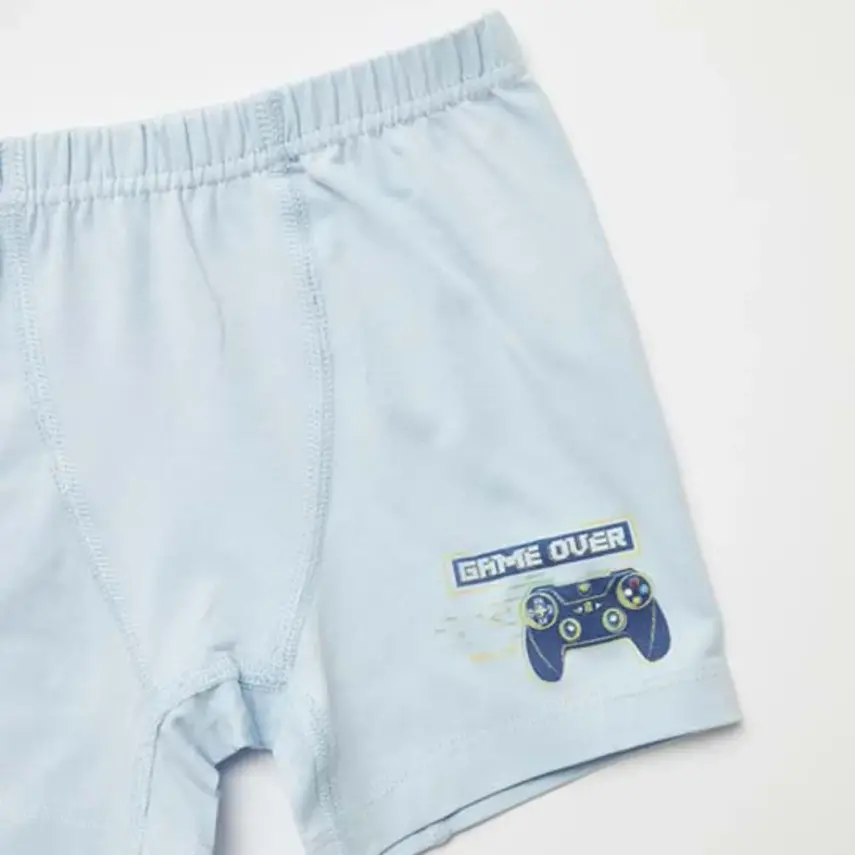 Natuline Organik Erkek Boxer Likralı Game Over 2li Mavi - Gri Melanj - 5