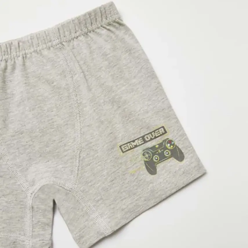 Natuline Organik Erkek Boxer Likralı Game Over 2li Mavi - Gri Melanj - 6