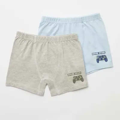 Natuline Organik Erkek Boxer Likralı Game Over 2li Mavi - Gri Melanj - 1