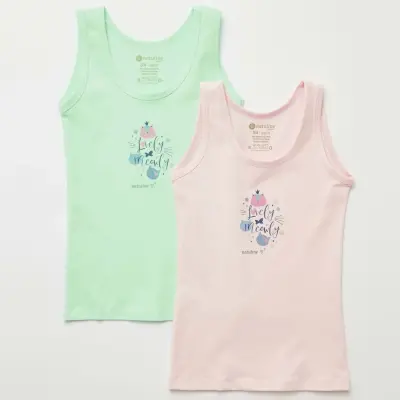 Natuline Organik Kız Atlet Likralı Lovely Meowly 2li Pembe - Yeşil