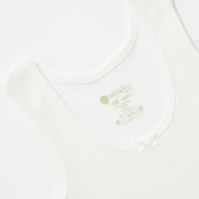 Natuline Organik Kız Bebek Atleti Kaşkorse 2li Beyaz - 3