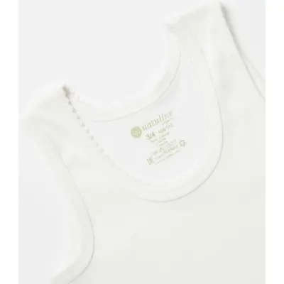 Natuline Organik Kız Bebek Atleti Kroşatalı Ribana 2li Beyaz - 4