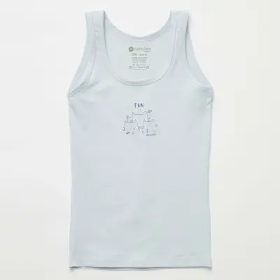 Natuline Organik Kız Bebek Atleti Likralı Fun Cat 2li Açık Mavi - Ekru - 3