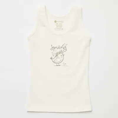 Natuline Organik Kız Bebek Atleti Likralı Spring Bird 2li Pembe - Ekru - 7