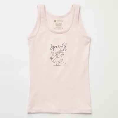 Natuline Organik Kız Bebek Atleti Likralı Spring Bird 2li Pembe - Ekru - 13